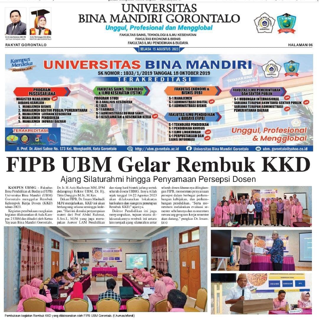 FIPB UBM Gorontalo Gelar Rembuk KKD, Ajang Silaturahmi hingga Penyamaan Persepsi Dosen