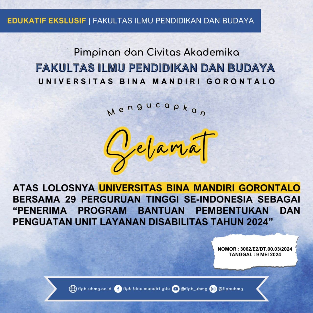 Unit Layanan Disabilitas UBM Gorontalo Terima Bantuan dari Kemendikbud Ristek